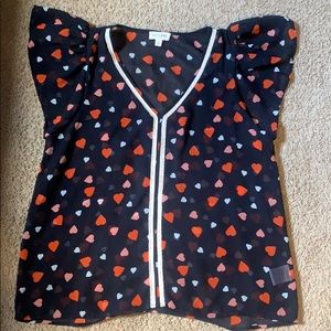 Sheer heart patterned Blouse!
